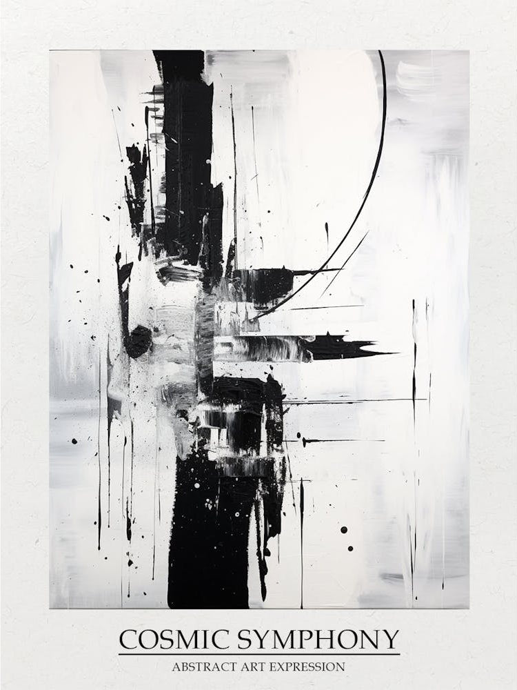 Cosmic Symphony Abstract Black And White 6 Poster