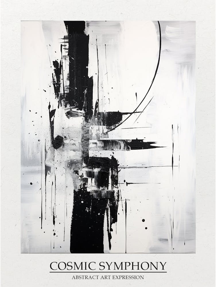 Cosmic Symphony Abstract Black And White 6 Poster
