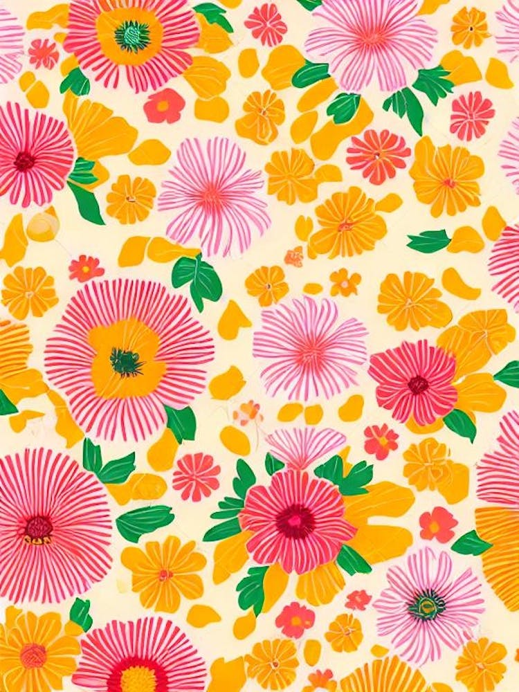 Anemone Floral Print Retro Pattern2 Flower