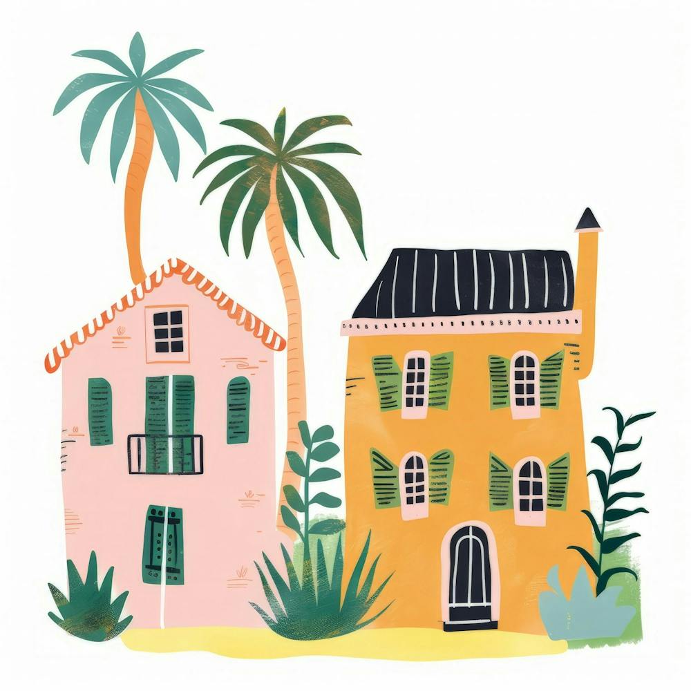 House And Palms