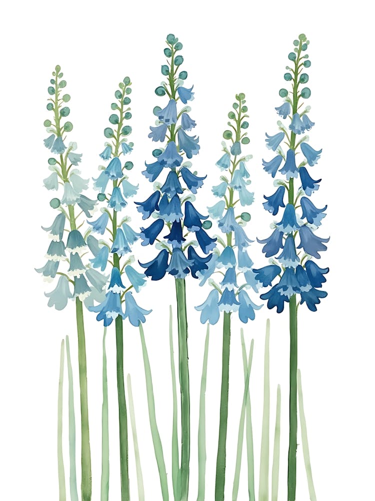 Pastel Blue Floral Cascade