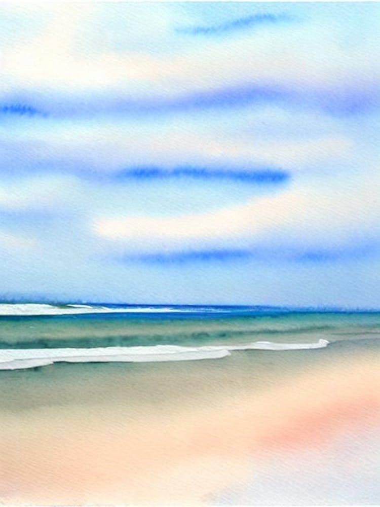 Tybee Island Beach 2, Géorgie - Aquarelle