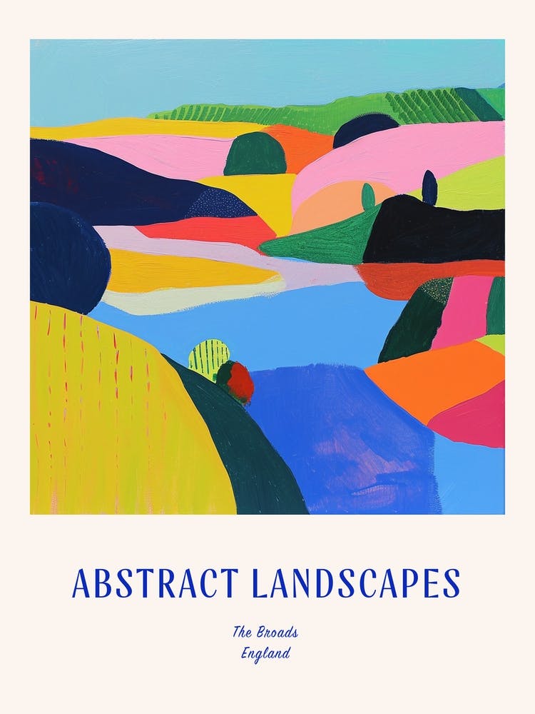 Colourful Abstract The Broads England 2 Poster Blue
