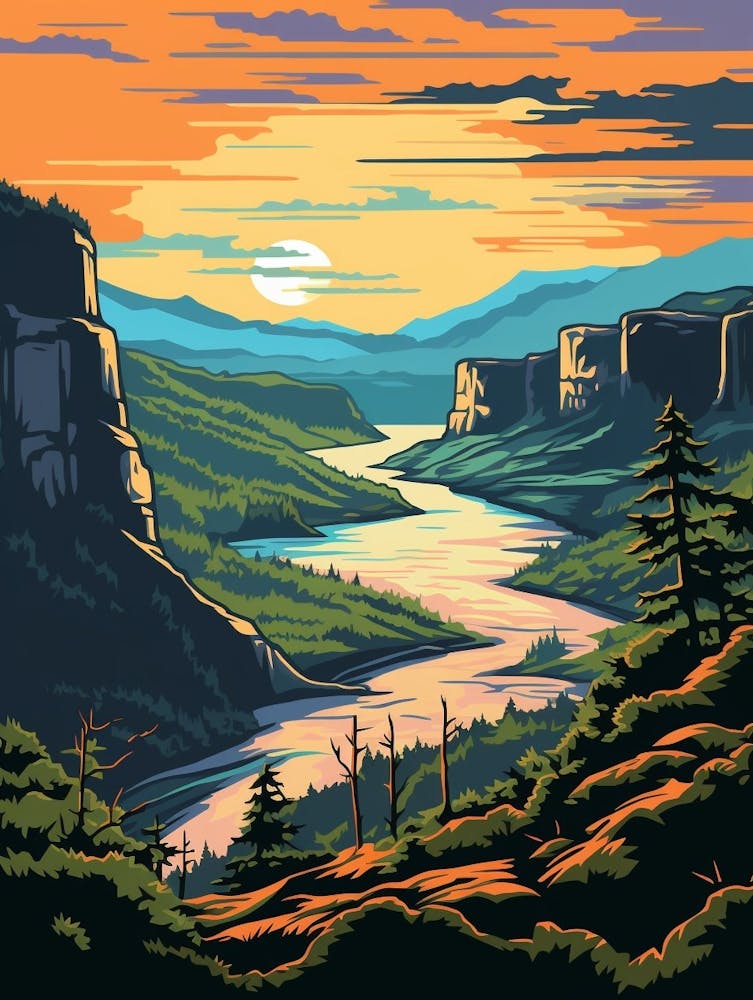 Columbia River Washington - Pop Art Rétro 14