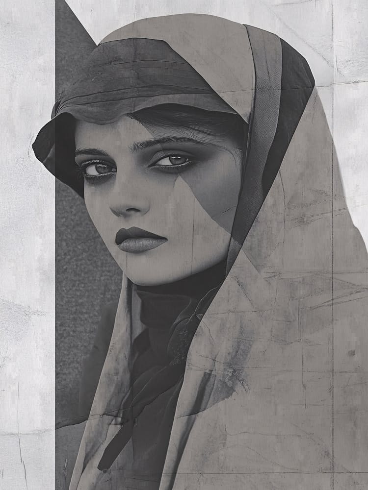 Porträt Einer Nahöstlichen Frau Mit Schleier-Collage