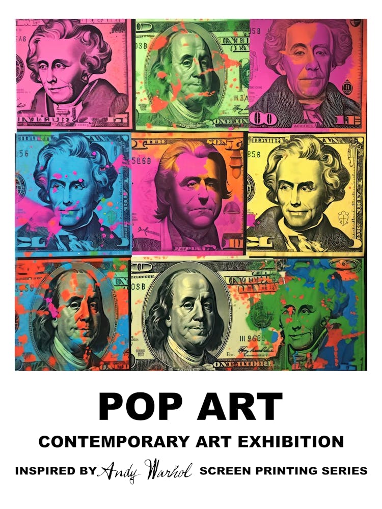 Poster Dollar Bills Pop Art 4