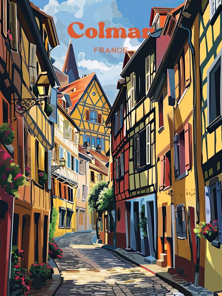 Colmar France Street Digital Travel Art