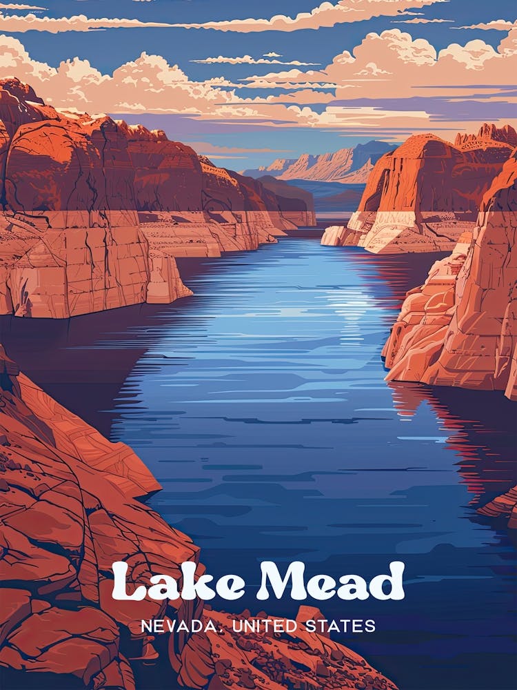 Lake Mead Nevada Reservoir Travel Art