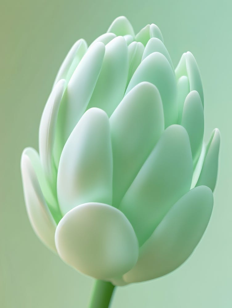 Green Blue Close Up Flower Art