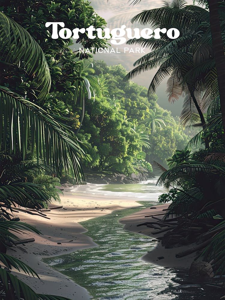 Tortuguero National Park Costa Rica Art Illustration