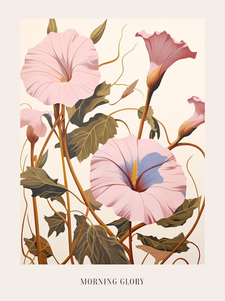 Floral Illustration Morning Glory 1 Poster