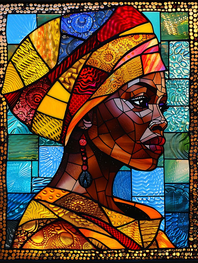 African Woman Stained Glass