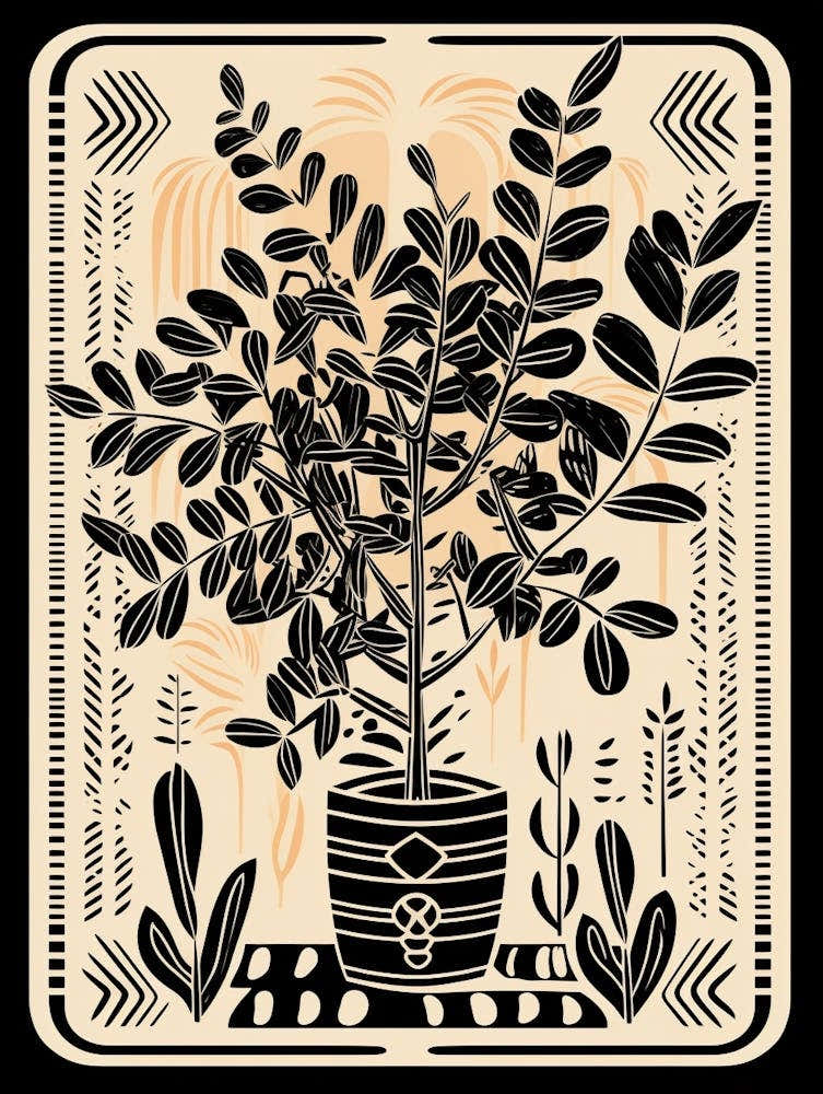 B&W Plant Illustration Zz Plant 12