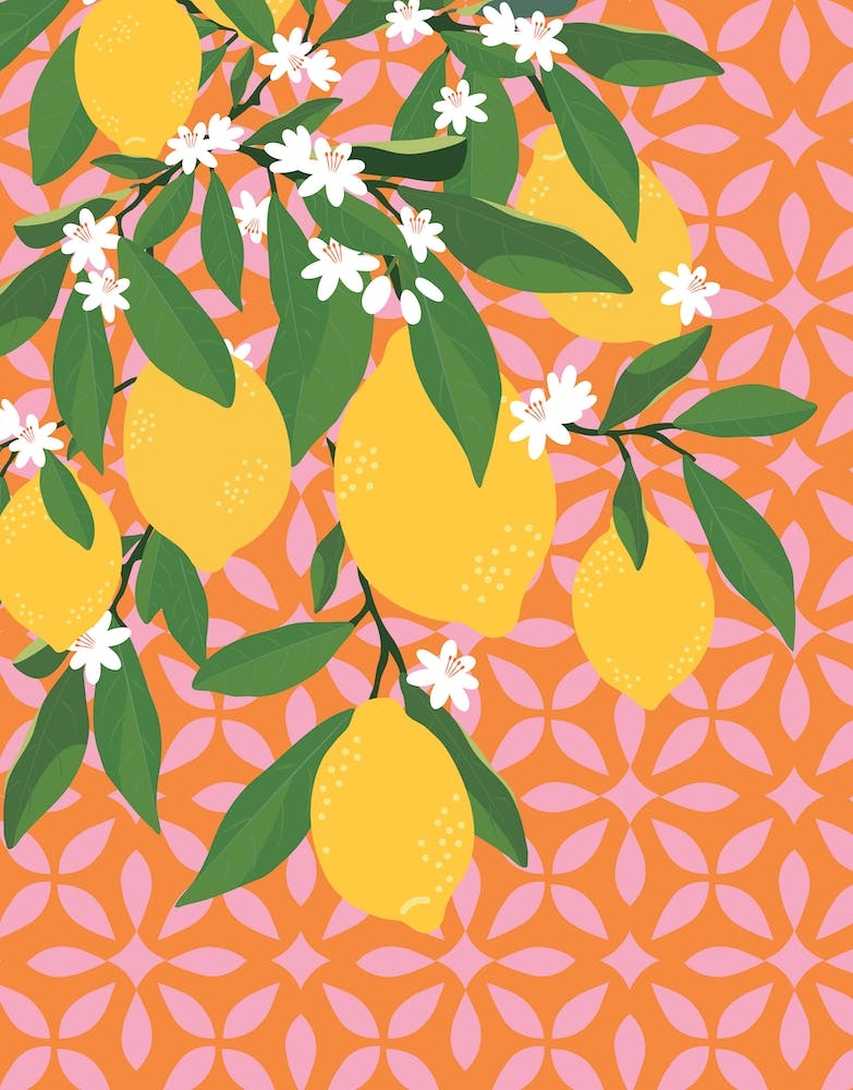 Lemon On Painted Tiles