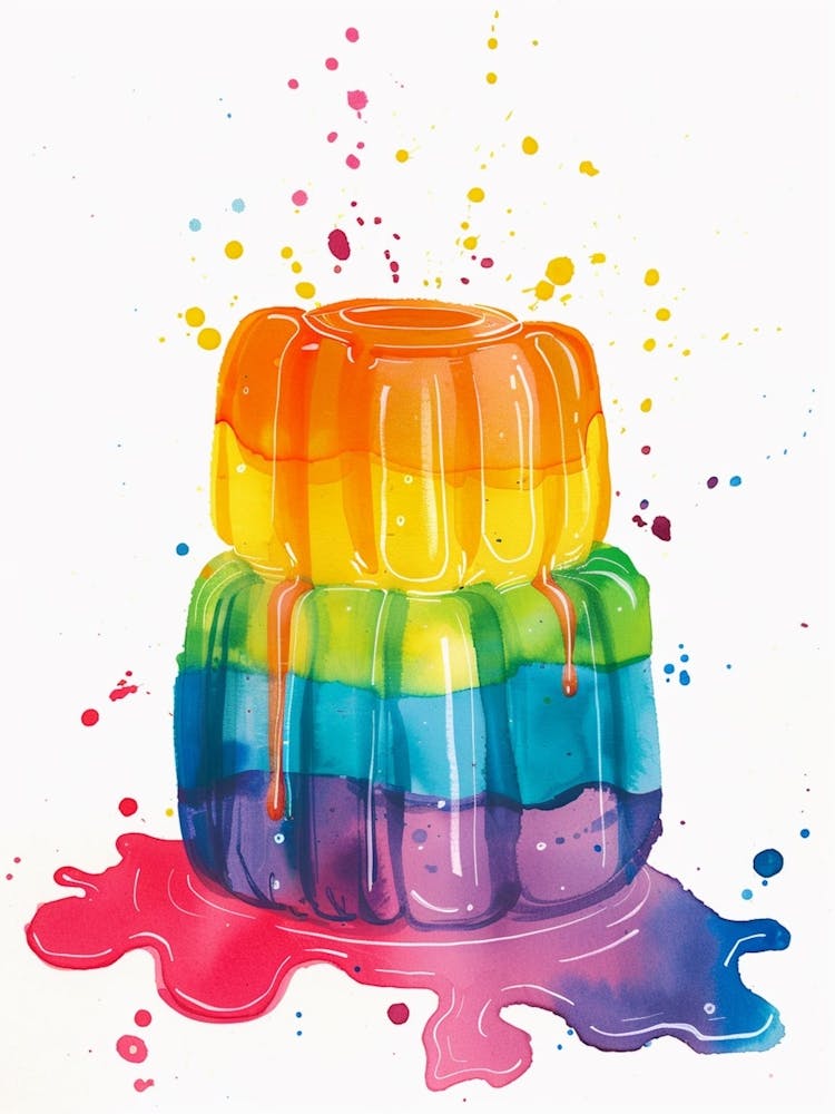 Rainbow Jelly Watercolour Inspired Painting 2