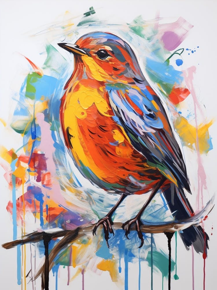 Colourful Bird Painting Robin 4