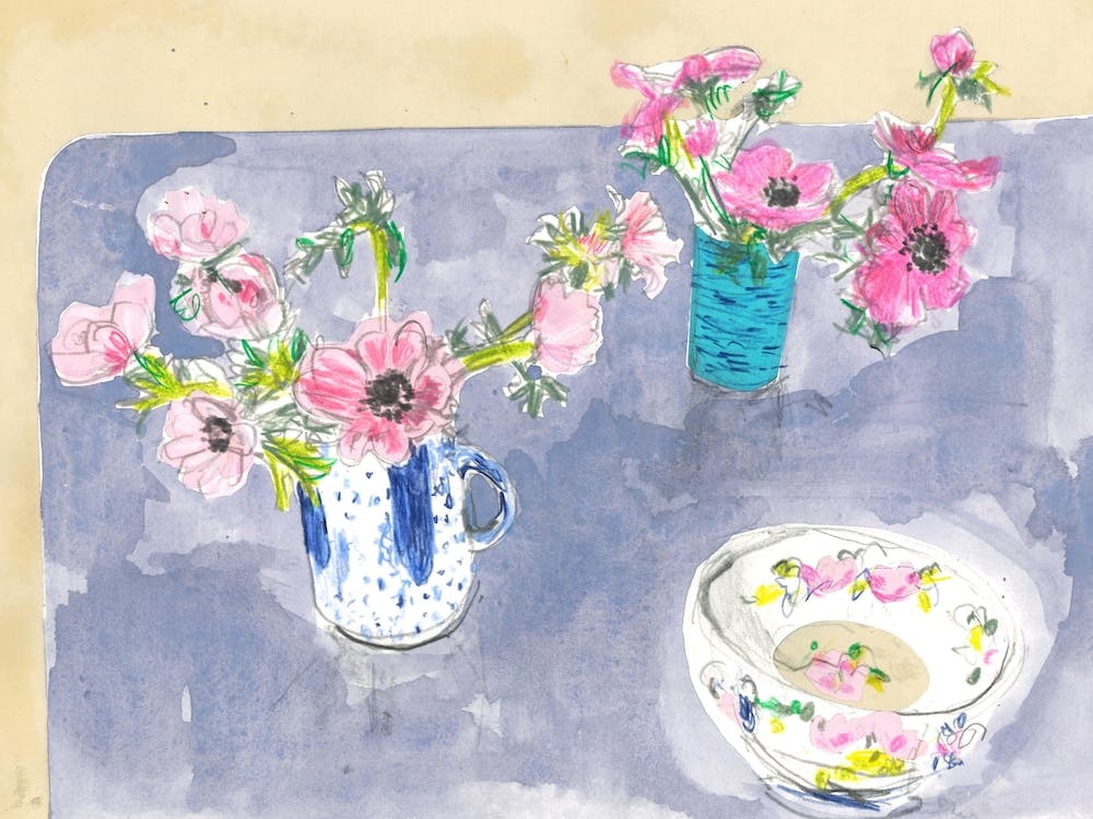 Anemones And Decorative Bowl