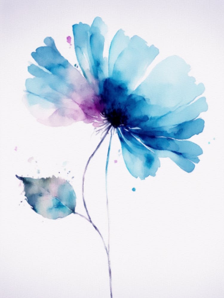 Blue Flower Watercolor Painting