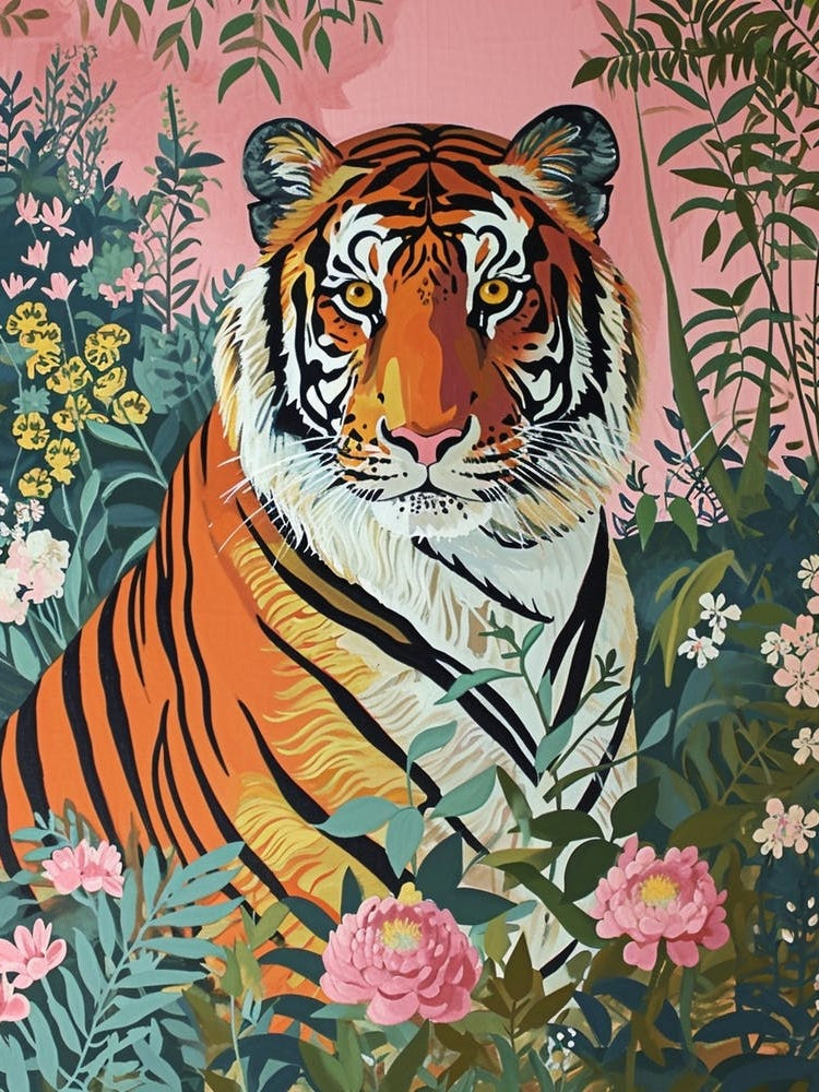 Floral Animal Painting Tiger 4