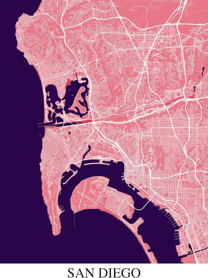 San Diego California Pink Purple