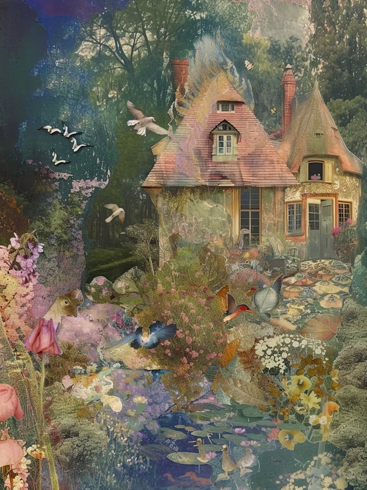 Collage Fairy Village Pond Monet Scrapbook 2
