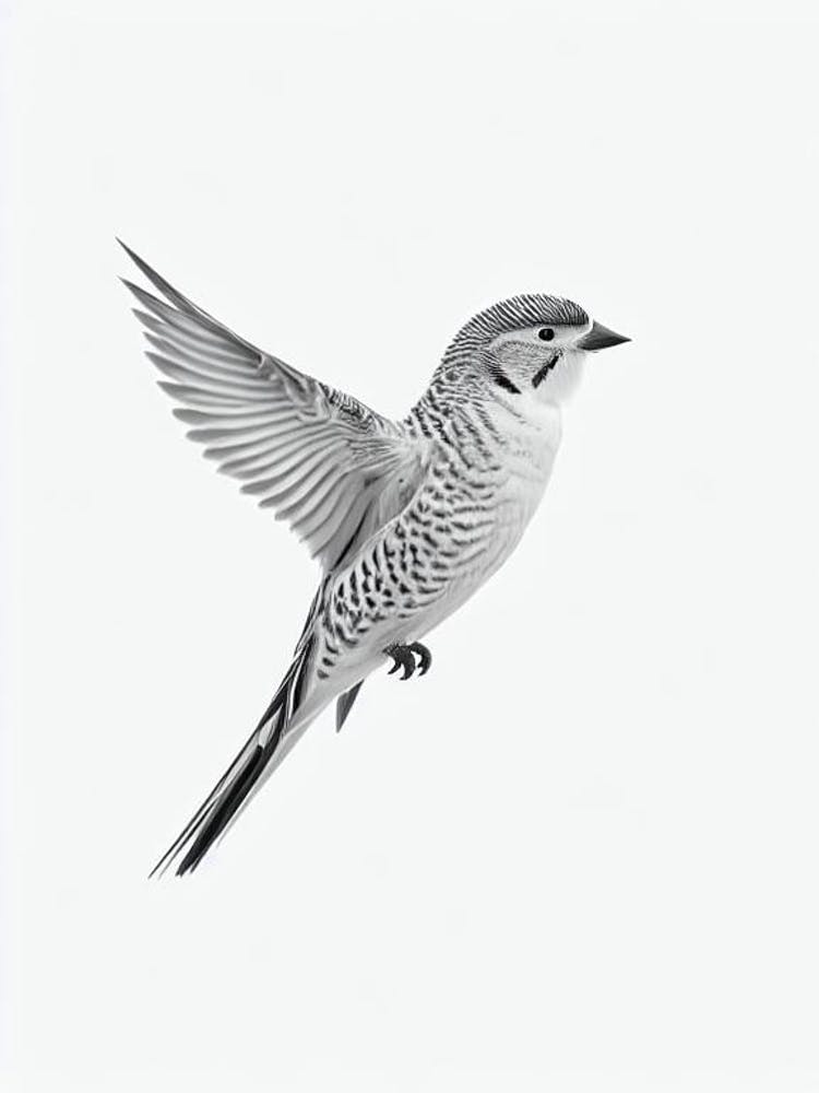 Budgerigar B&W Pencil Drawing 1 Bird