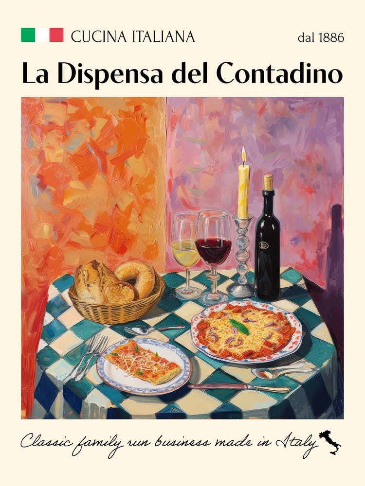 La Dispensa Del Contadino Trattoria Italian Poster Food Kitchen