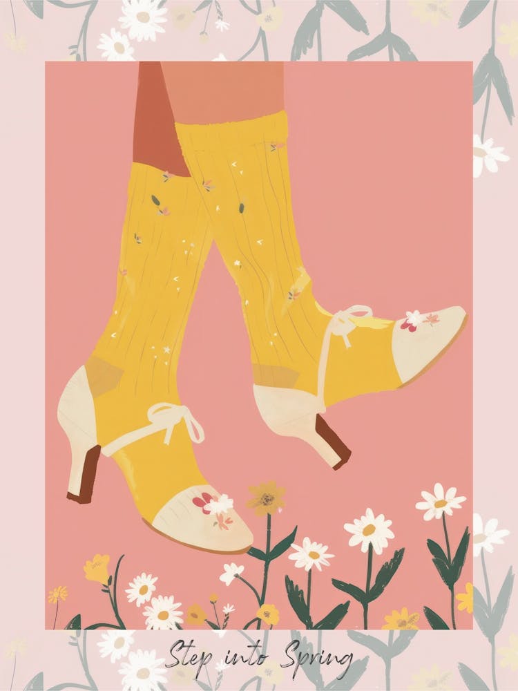 Step Into Spring Woman Step Into Spring White Shoes With Flowers 3