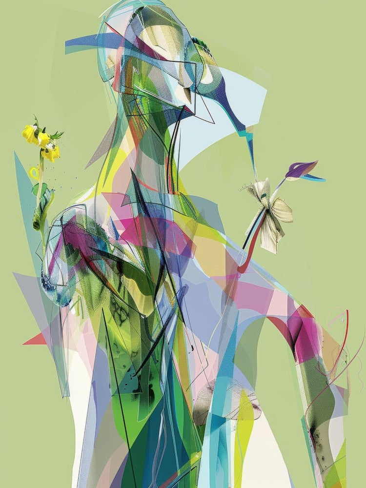 Abstract Woman With Flowers