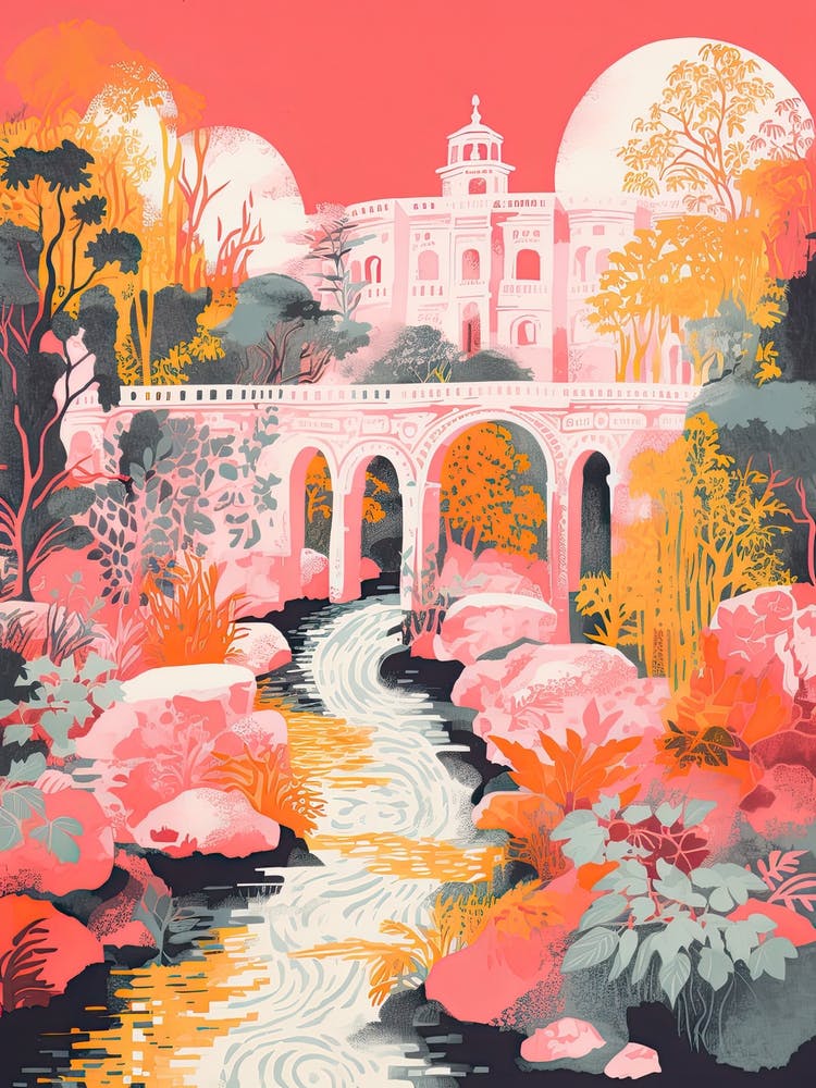 Ninfa Gardens Abstract Riso Style 3