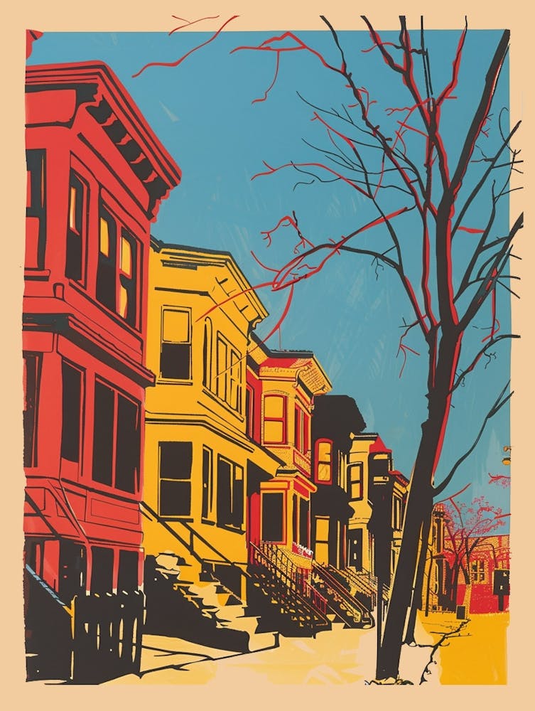 Tottenville New York Colourful Silkscreen Illustration 1