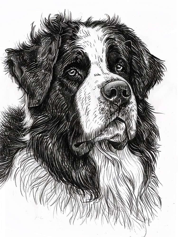 Newfoundland Dog Line Sketch 2