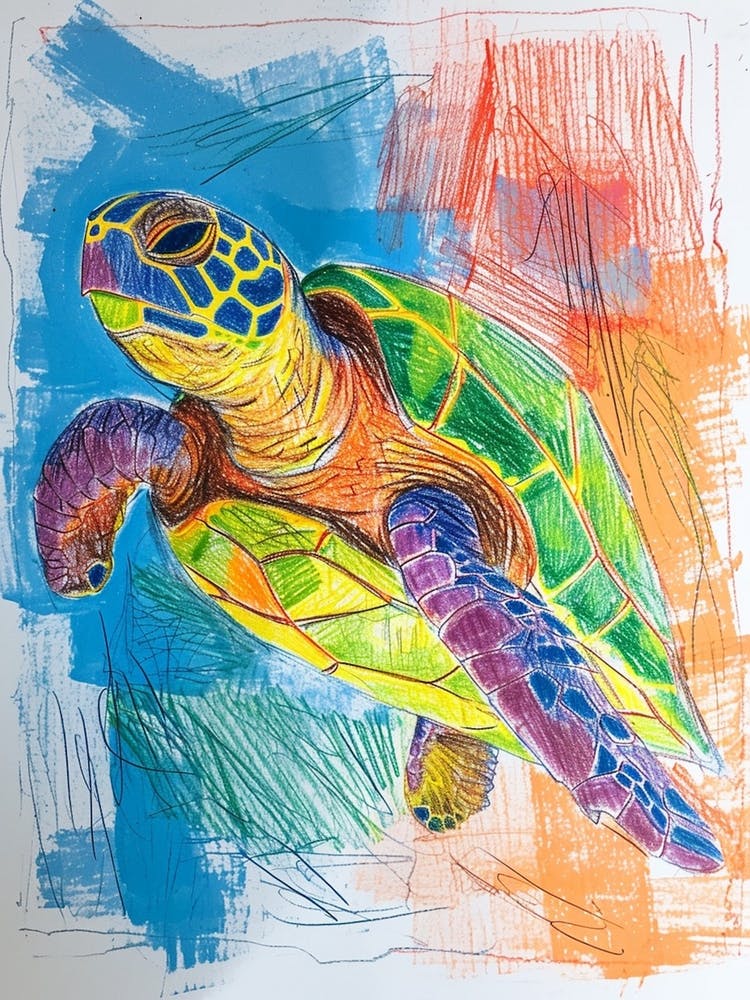Rainbow Sea Turtle Scribble