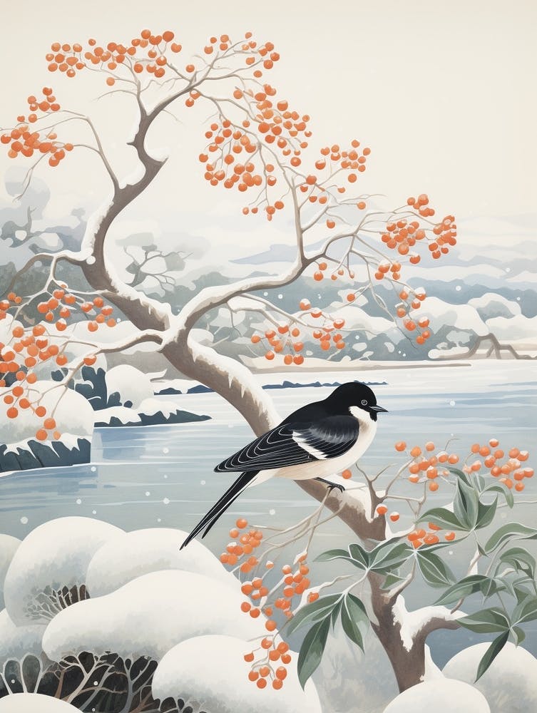 Wintervogel-Gemälde Schwalbe 2