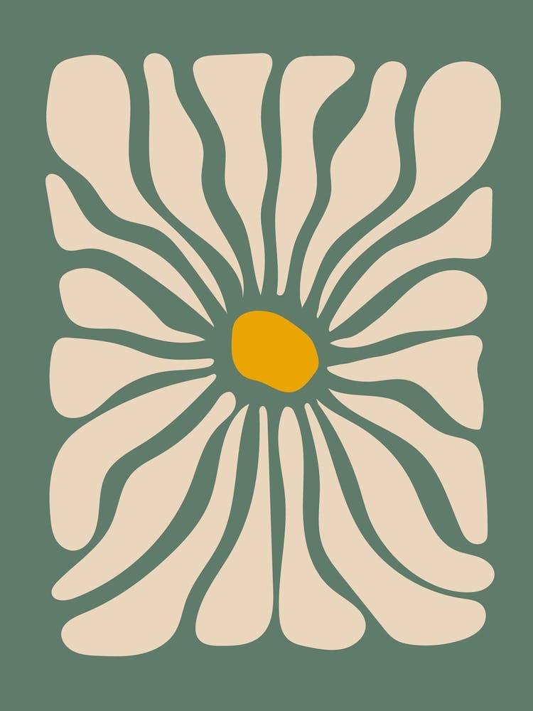 Sage green Abstract Daisy flower