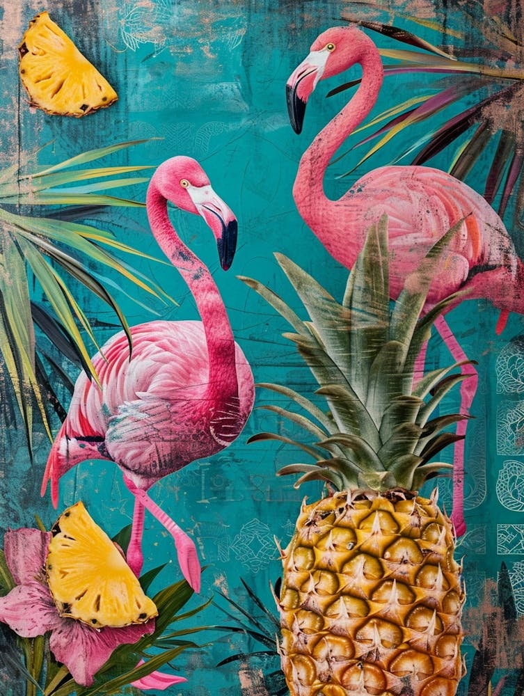 Flamingos & Ananas Kitsch-Collage 4