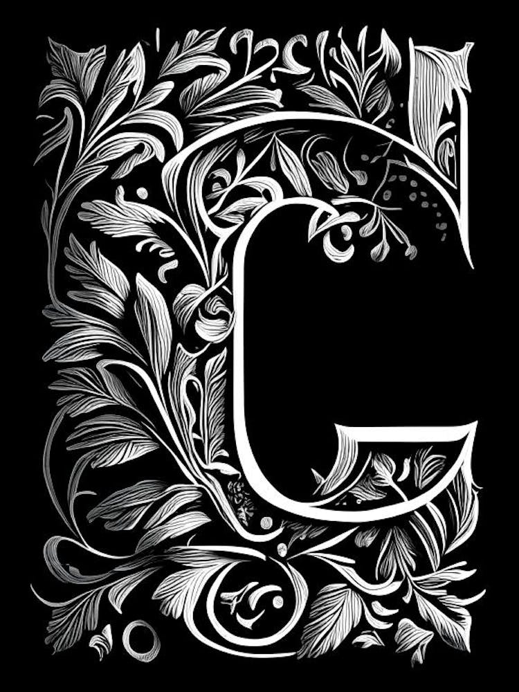 C, Buchstabe, Alphabet Linolschnitt 1
