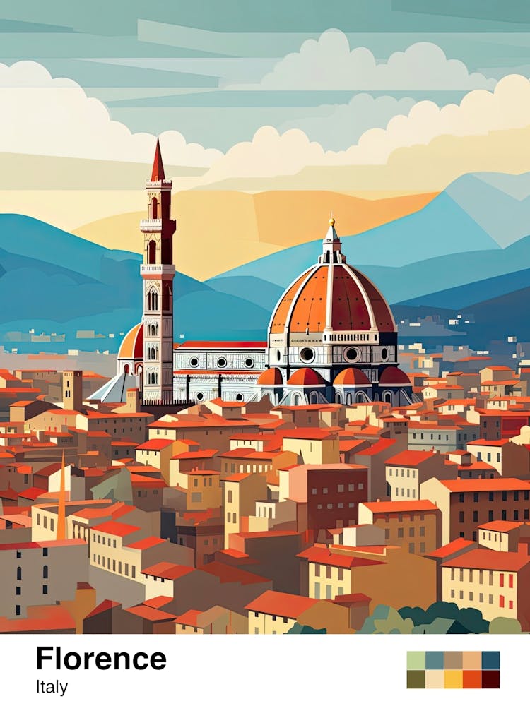 Florence, Italy, Geometrische Illustration 3 Poster