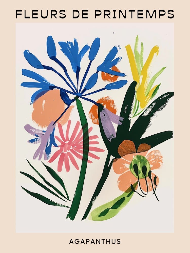 Affiche Française Florale Printanière Agapanthe 4