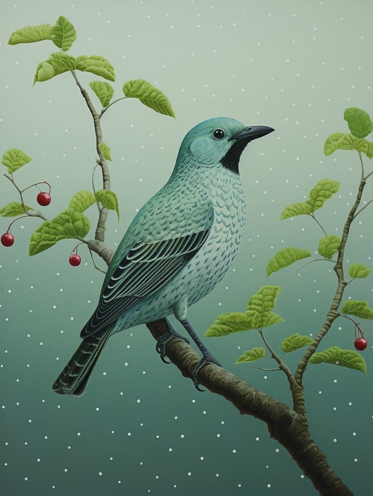 Peinture d'oiseau inspirée de Ohara Koson Vacher 1