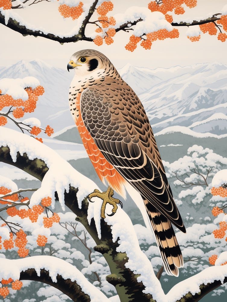 Winter Bird Painting Falcon 6
