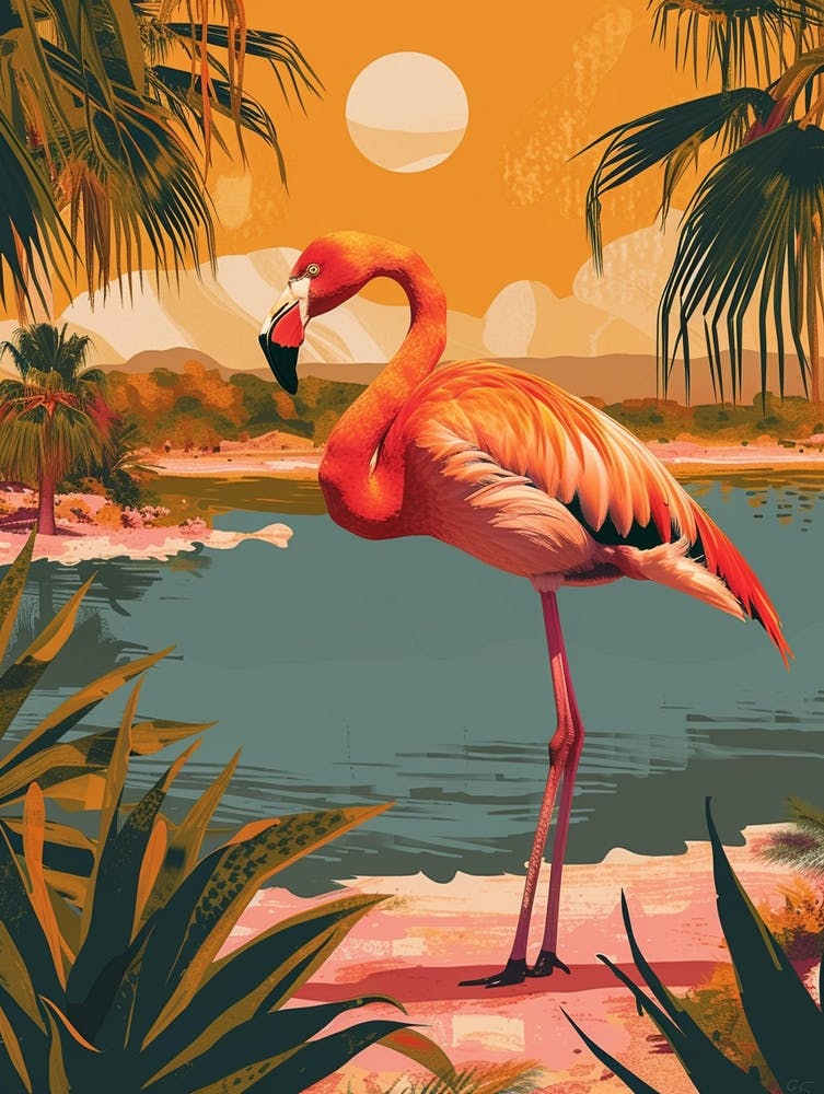 Greater Flamingo Camargue Provence France Tropical Illustration 7
