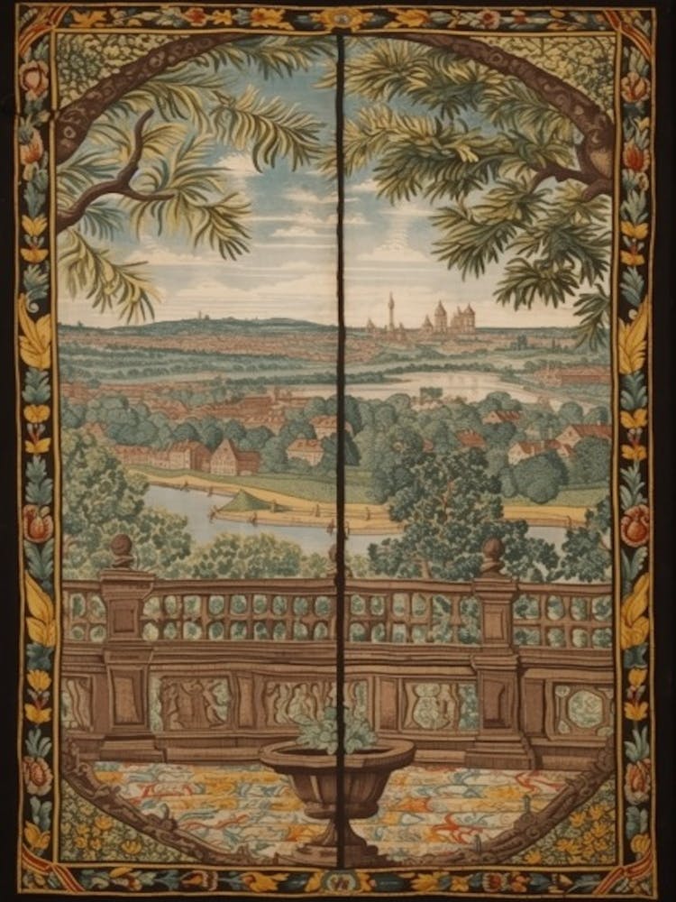 Window View Of Copenhagen Denmark In The Style Of William Morris 4