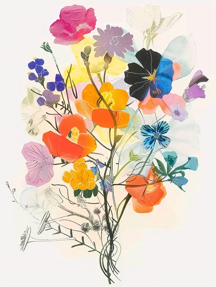 Evening Primrose 4 Collage Flower Bouquet