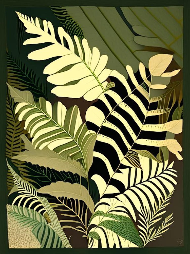 Flat Leaf Fern Rousseau Inspired