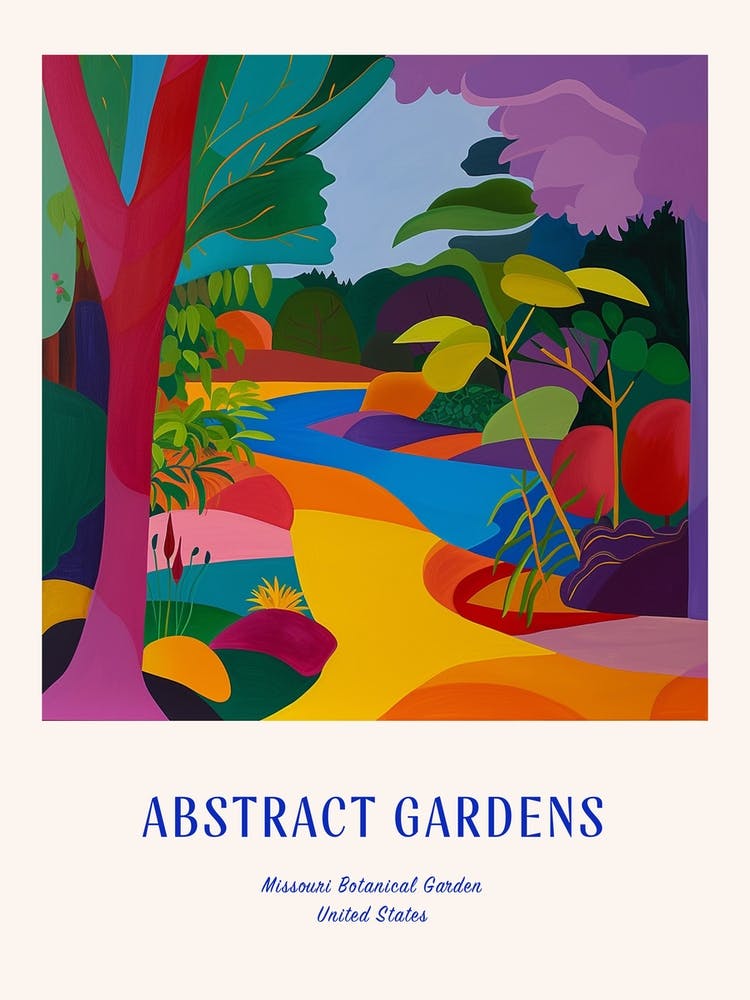 Colourful Gardens Missouri Botanical Garden Usa 1 Blue Poster
