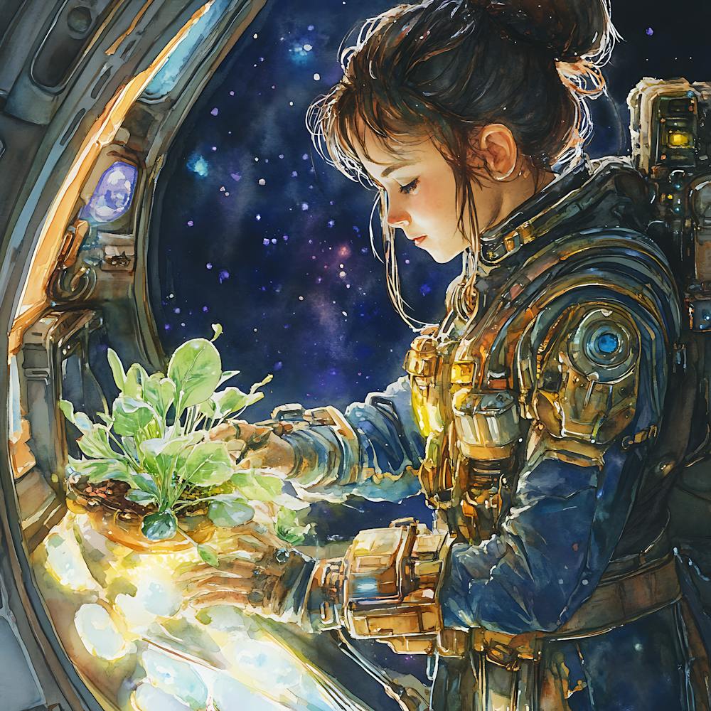 Alien Gardener Watercolor Painting 12