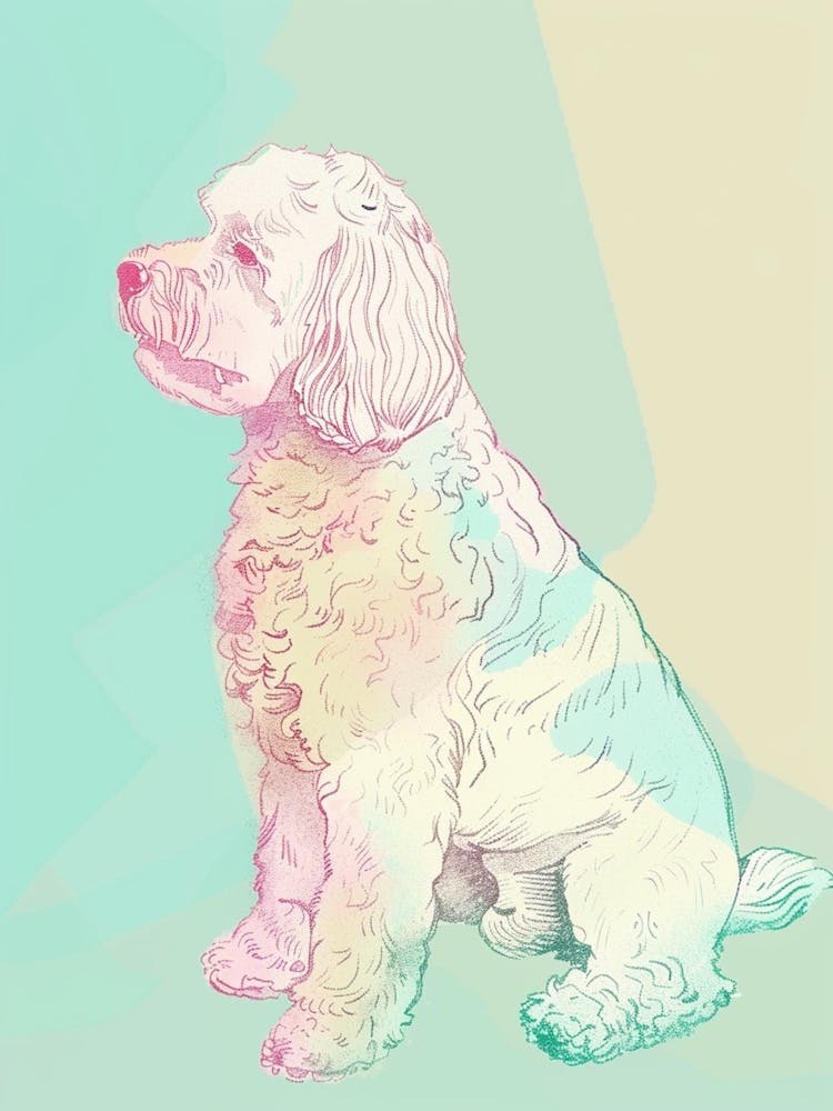 Bichon Frise Hund Pastell-Linien-Aquarell-Illustration 1