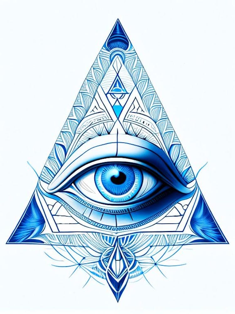 Pineal Gland, Symbol, Third Eye Blue & White 7