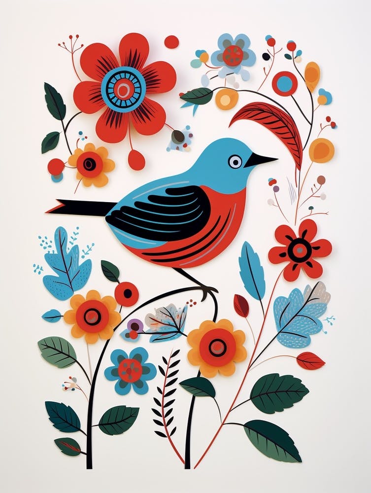 Scandinavian Bird Illustration Robin 2